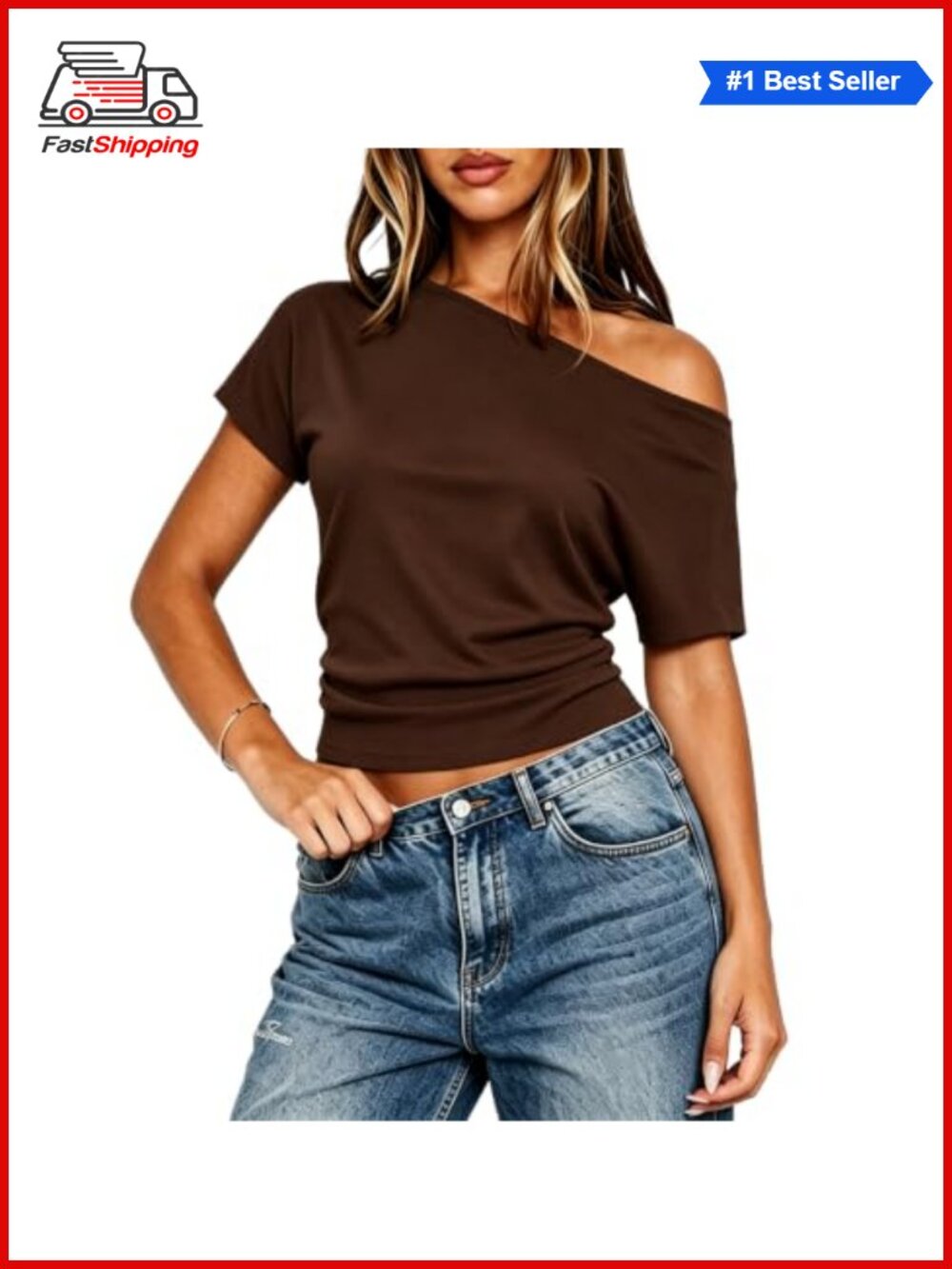Women Sexy Cropped One Shoulder Top Casual Off Shoulder Summer Shirt